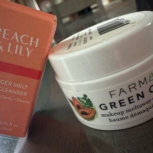 Farmacy Green Clean Makeup Meltaway Balm & Peach & Lily ginger melt oil cleanser